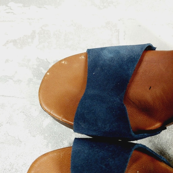 NEW Ilaria Sartori Blue Suede Platform Wood Block Heeled Sandals A272 - Picture 11 of 13